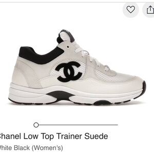 CHANEL Women's Suede Sneakers in White and Black